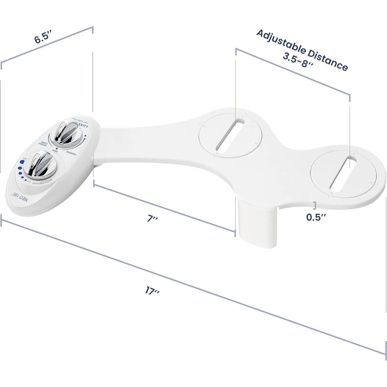 LUXE Bidet NEO 185 - Self-Cleaning, Dual Nozzle, Non-Electric Bidet Attachment For Toilet Seat, Adjustable Water Pressure, Rear And Feminine Wash (White),