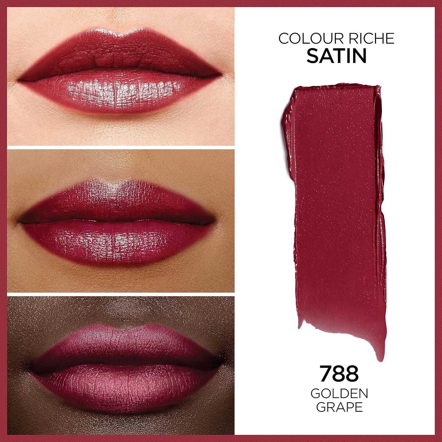 L Oréal Paris Colour Riche Original Creamy, Hydrating Satin Lipstick With Argan Oil And Vitamin E, Golden Grape , 1 Count,