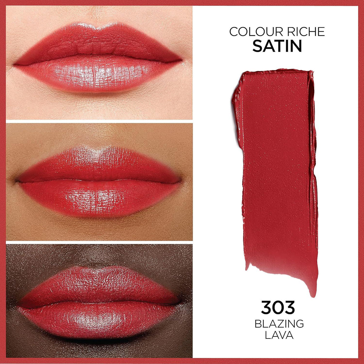 L Oréal Paris Colour Riche Original Creamy, Hydrating Satin Lipstick With Argan Oil And Vitamin E, Blazing Lava , 1 Count,