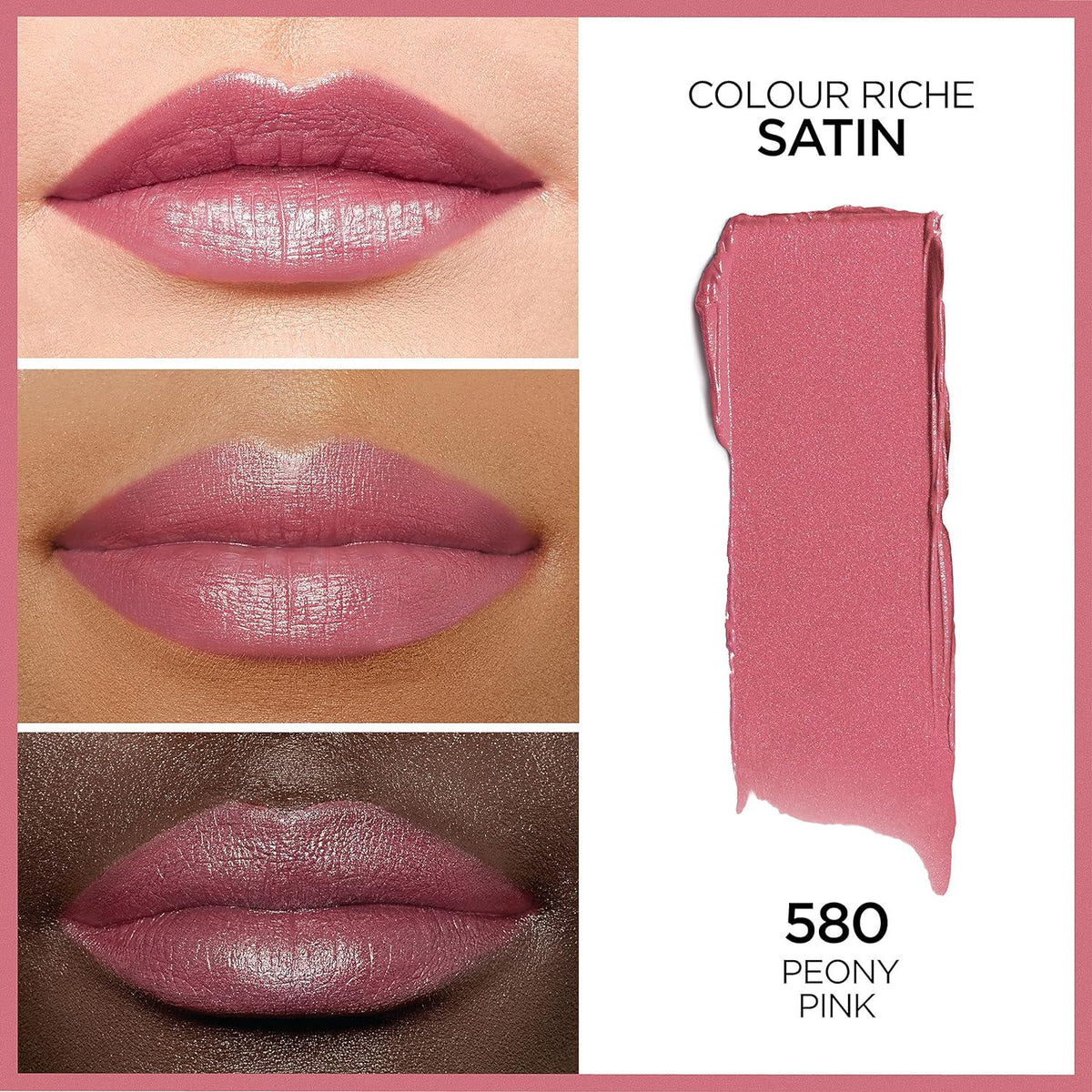 L Oréal Paris Colour Riche Original Creamy, Hydrating Satin Lipstick With Argan Oil And Vitamin E, Peony Pink , 1 Count,