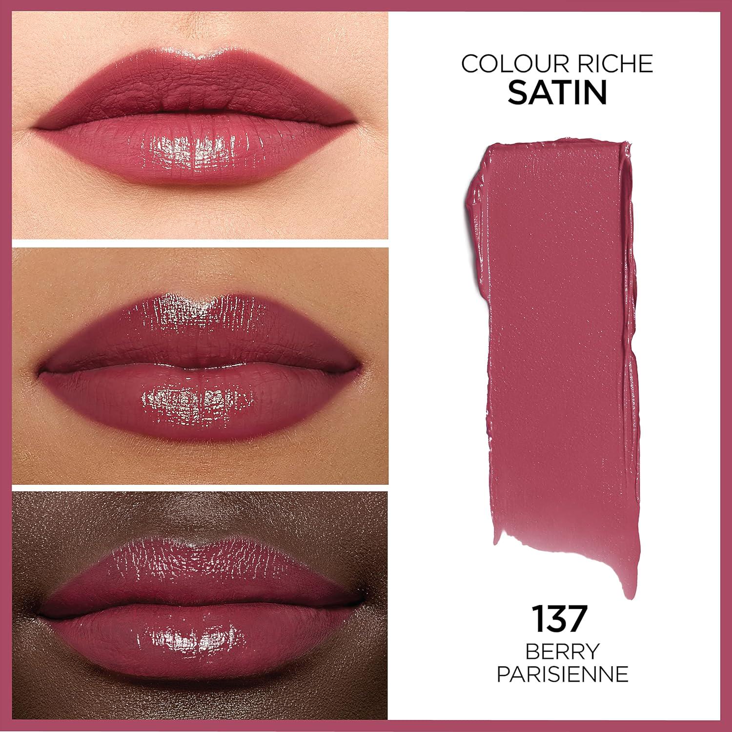 L Oréal Paris Colour Riche Original Creamy, Hydrating Satin Lipstick With Argan Oil And Vitamin E, Berry Parisienne , 1 Count,
