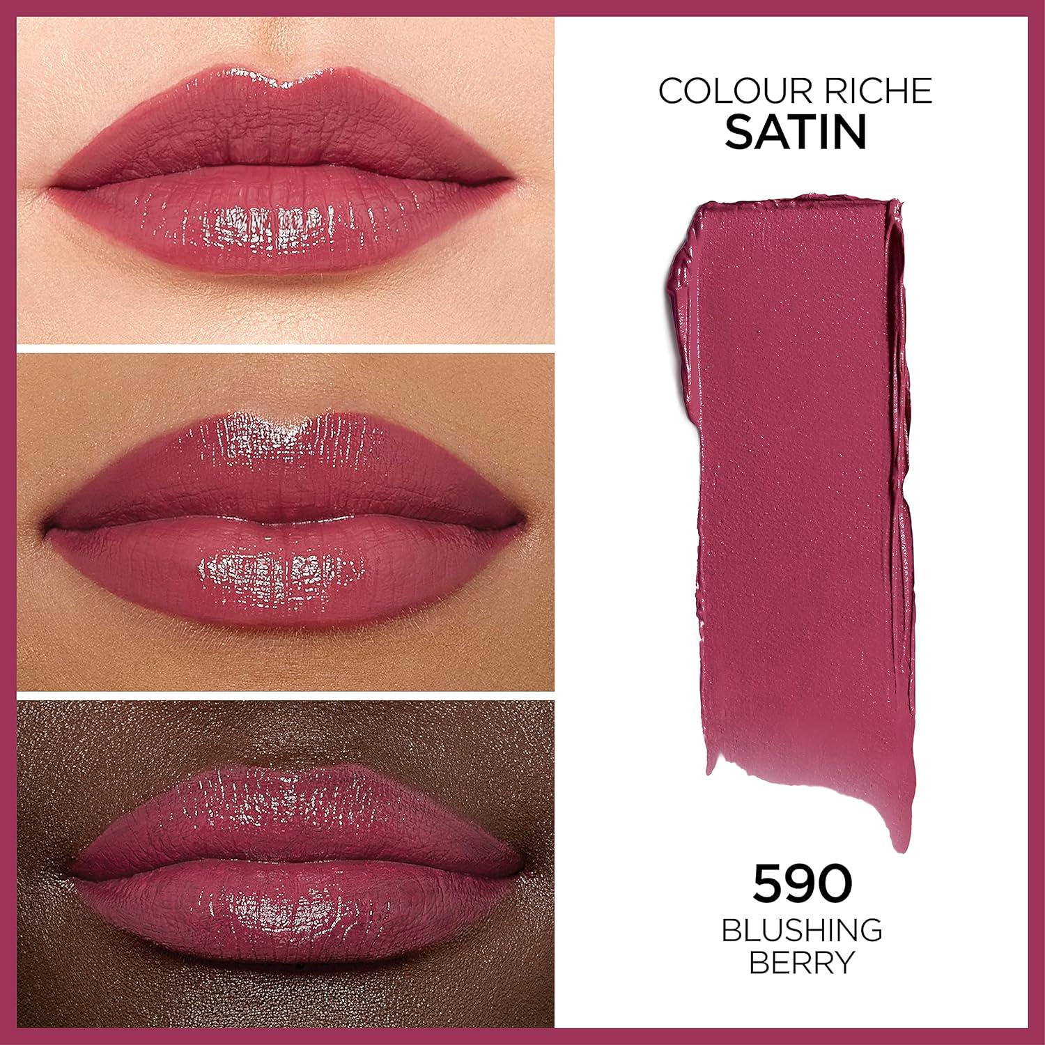 L Oréal Paris Colour Riche Original Creamy, Hydrating Satin Lipstick With Argan Oil And Vitamin E, Blushing Berry , 1 Count,