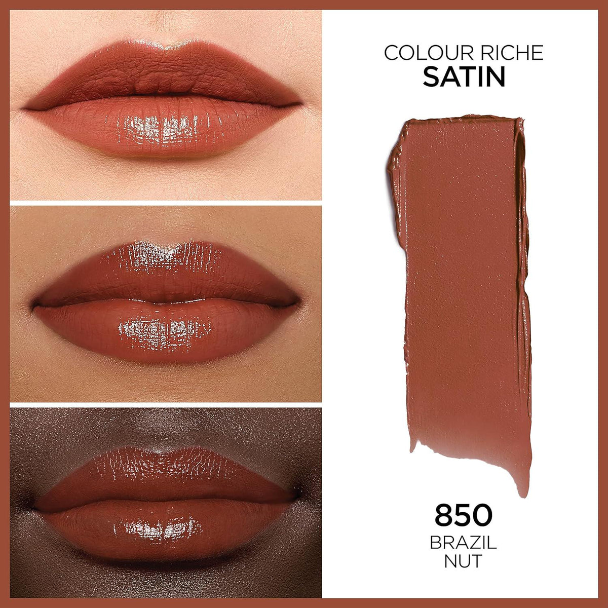 L Oréal Paris Colour Riche Original Creamy, Hydrating Satin Lipstick With Argan Oil And Vitamin E, Brazil Nut , 1 Count,