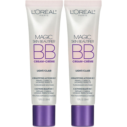 L Oréal Paris Makeup Magic Skin Beautifier BB Cream Tinted Moisturizer, Light, 1 Fl Oz, 2 Count,