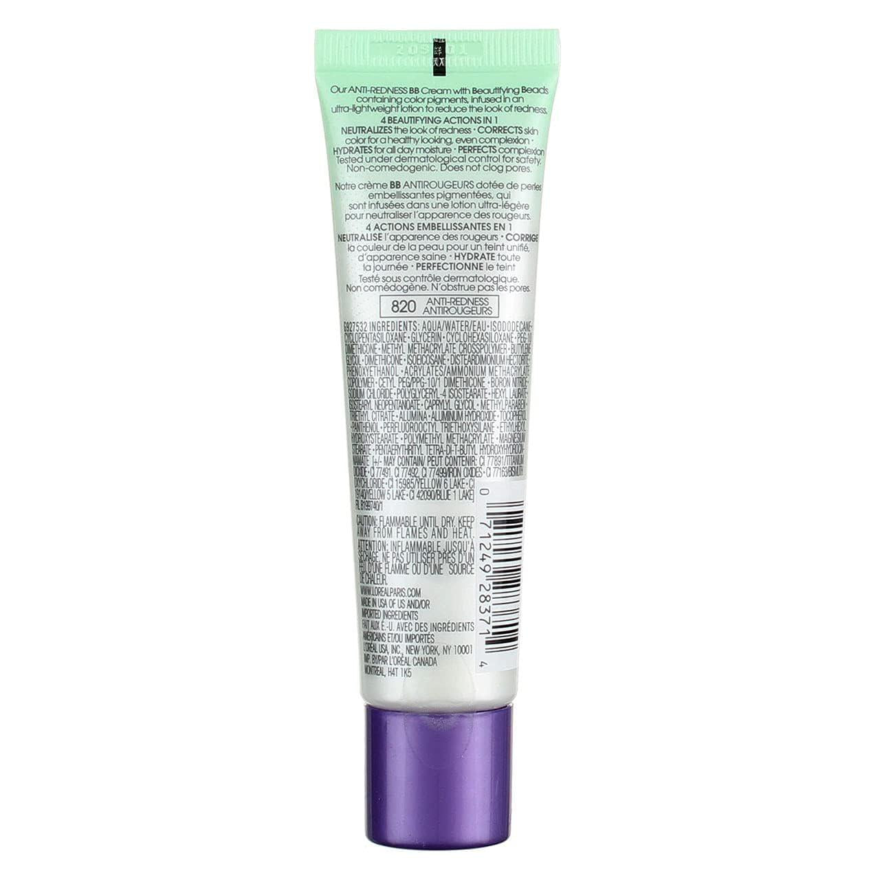 L'Oréal Paris Makeup Magic Skin Beautifier BB Cream Tinted Moisturizer, Anti-Redness, 1 Fl Oz, 1 Count,