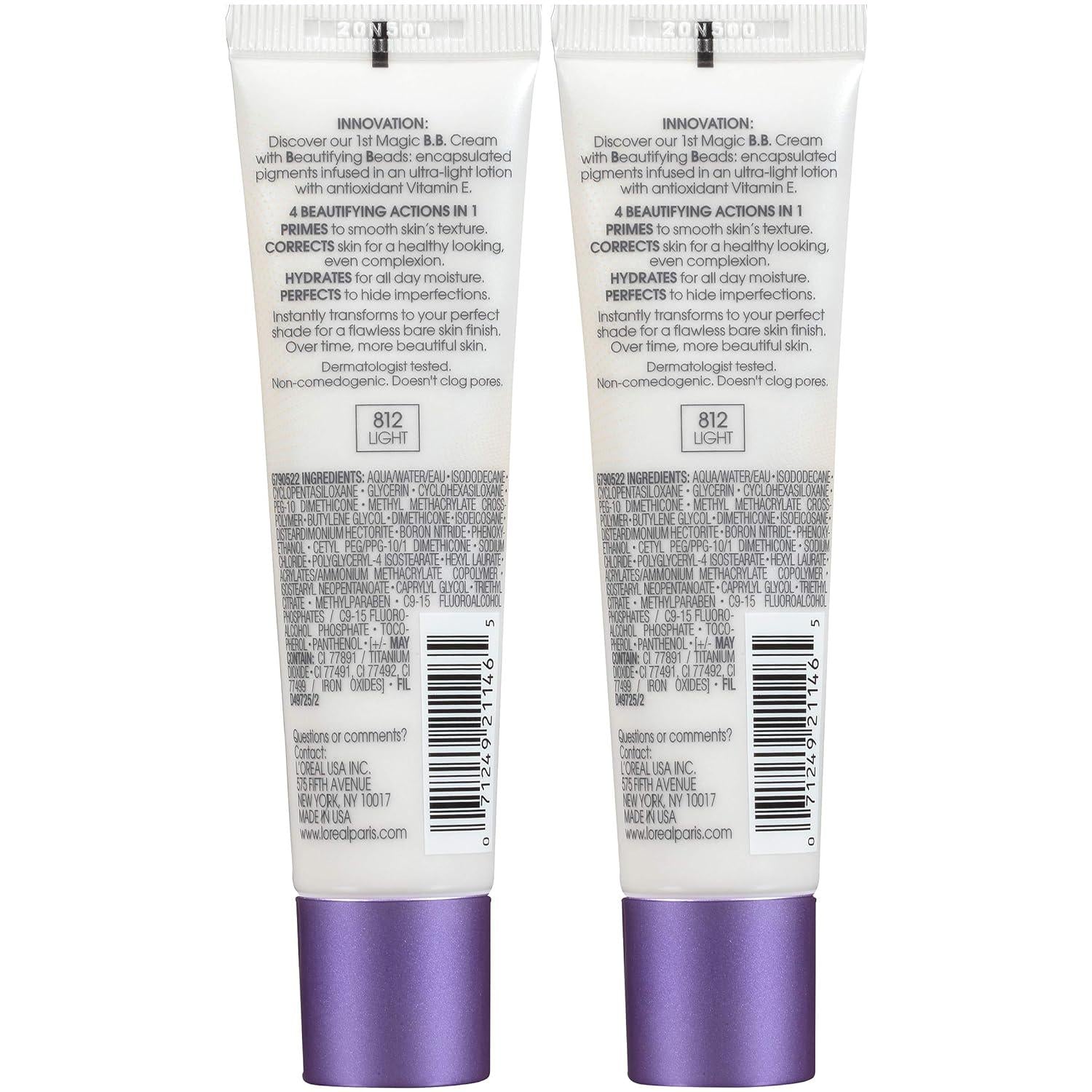 L Oréal Paris Makeup Magic Skin Beautifier BB Cream Tinted Moisturizer, Light, 1 Fl Oz, 2 Count,