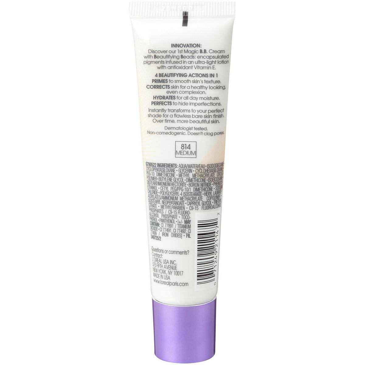 L'Oréal Paris Makeup Magic Skin Beautifier BB Cream Tinted Moisturizer, Medium, 1 Fl Oz, 1 Count,