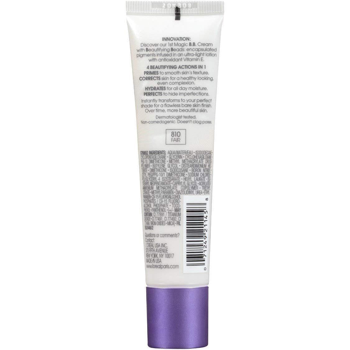 L'Oréal Paris Makeup Magic Skin Beautifier BB Cream Tinted Moisturizer, Fair, 1 Fl Oz, 1 Count,