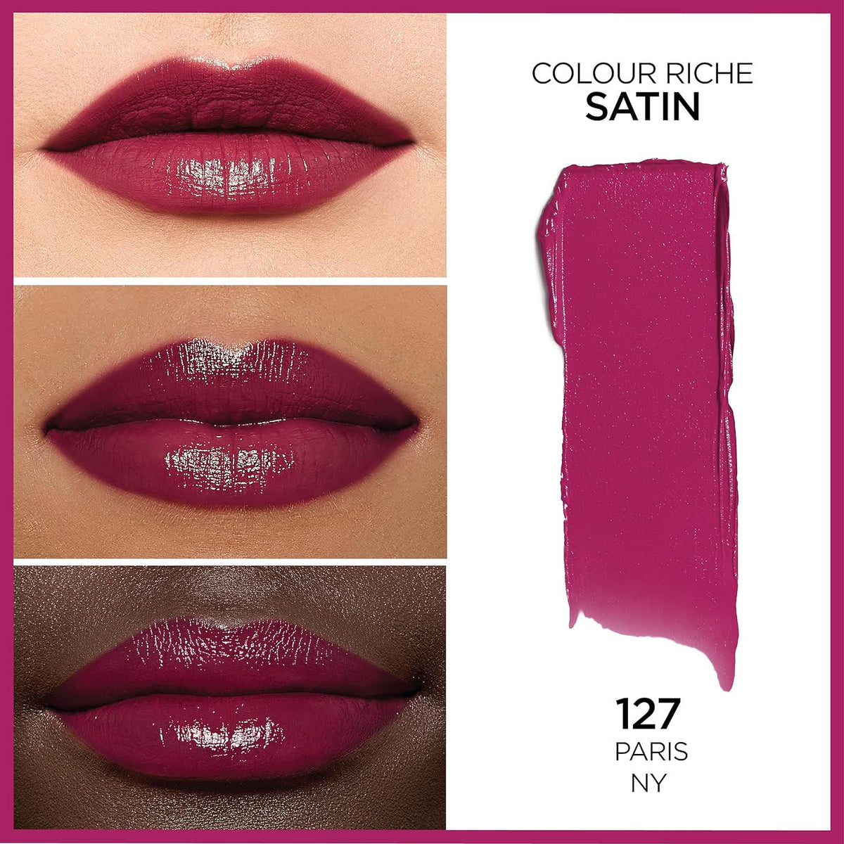 L'Oreal Paris Colour Riche Original Creamy, Hydrating Satin Lipstick With Argan Oil And Vitamin E, Paris.NY , 1 Count,