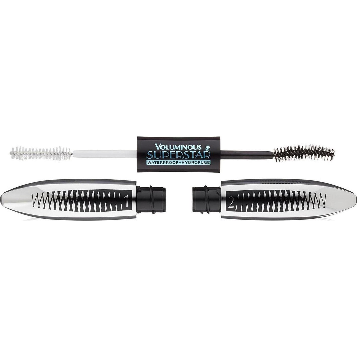 L'Oreal Paris Superstar Mascara Waterproof, 1 Pc, 0.41 fl oz, Blackest Black, Dual-Ended Length & Volume Lash Makeup