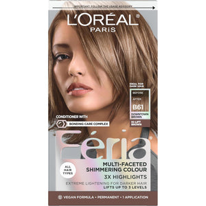 L'Oreal Paris L'Oreal Paris Feria Multi-Faceted Shimmering Permanent Hair Color, B61 Downtown Brown (Hi-Lift Cool Brown), Pack Of 1, Hair Dye