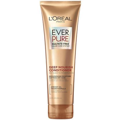 L'Oreal Paris Hair Conditioner, 8.5 fl oz, EverPure, Apricot Oil Infused, Triple Hydration for Dry Hair, Pack May Vary