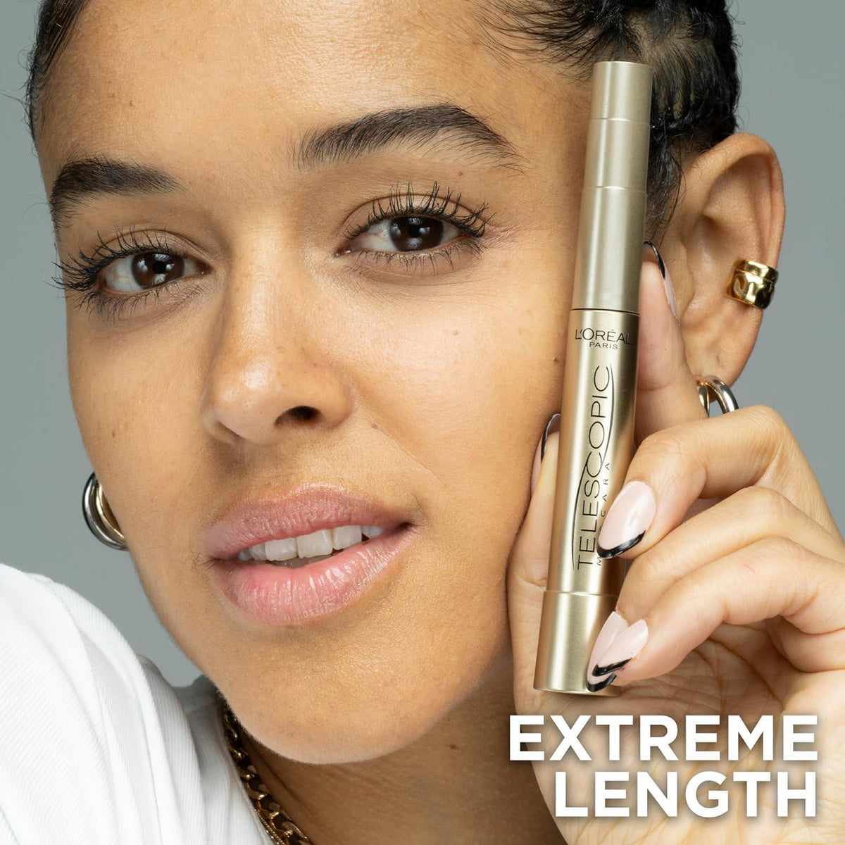 L'Oreal Paris Makeup Telescopic Original Lengthening, Lash Separating Mascara With Dual Precision Brush, Washable, Black Brown, 0.27 Fl Oz., 1 Count,