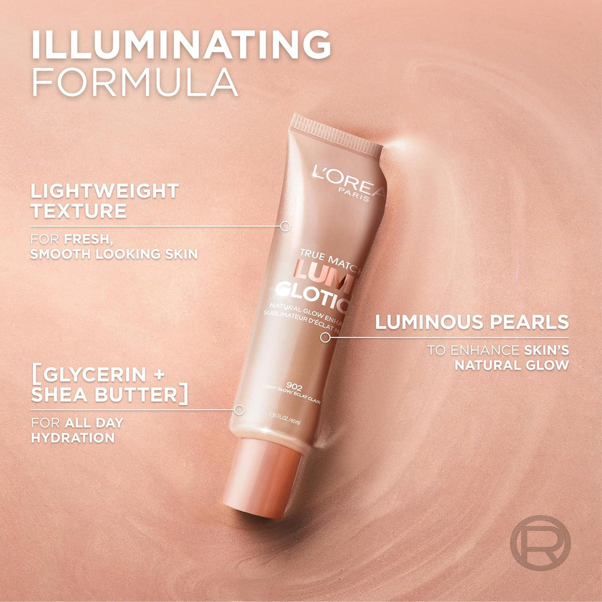 L'Oreal Paris L'Oreal Paris Makeup True Match Lumi Glotion, Natural Glow Enhancer, Illuminator Highlighter, Bronzing Drops For A Sun-Kissed Glow, 902 Light