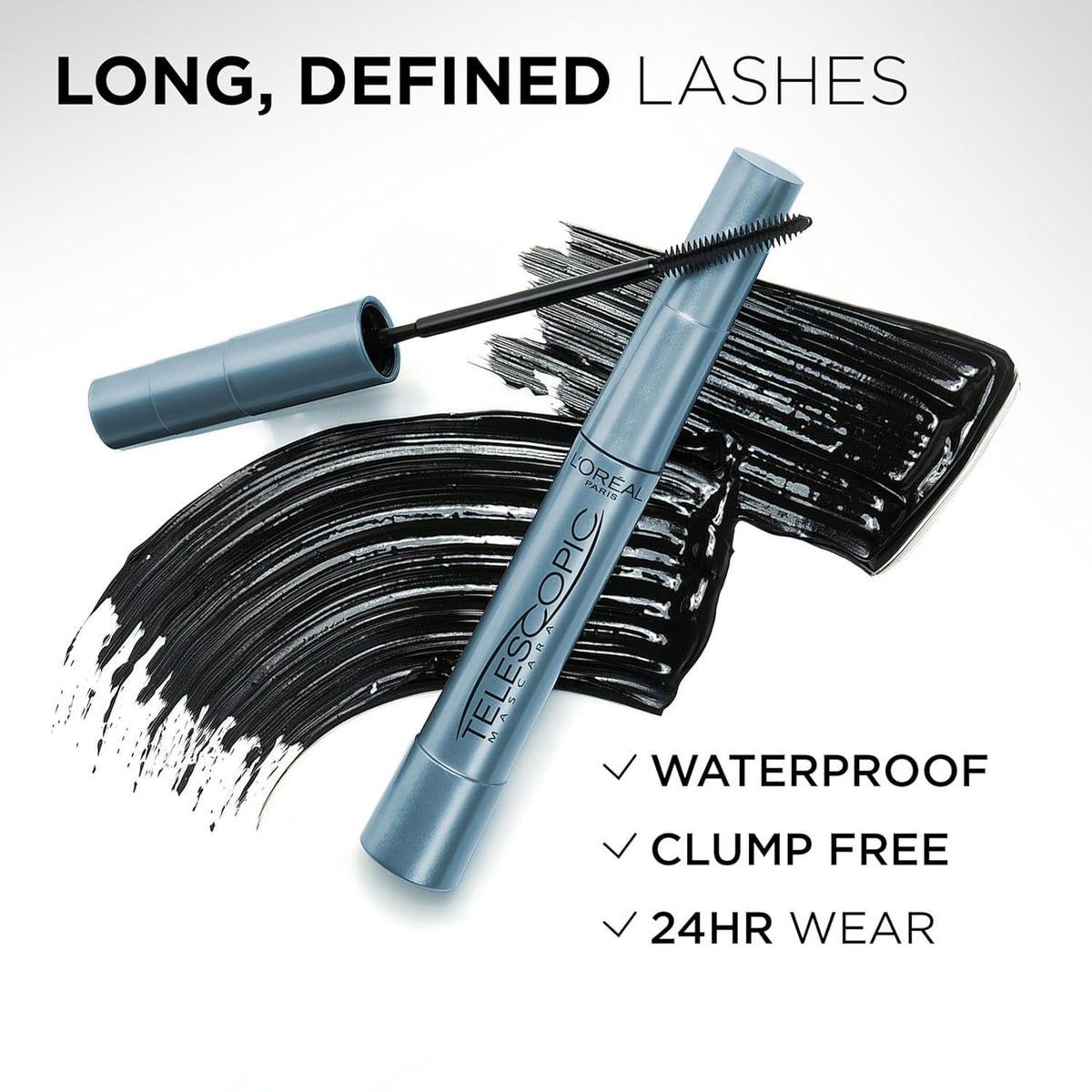 L'Oreal Paris Makeup Original Telescopic Lengthening Mascara, Waterproof Black,