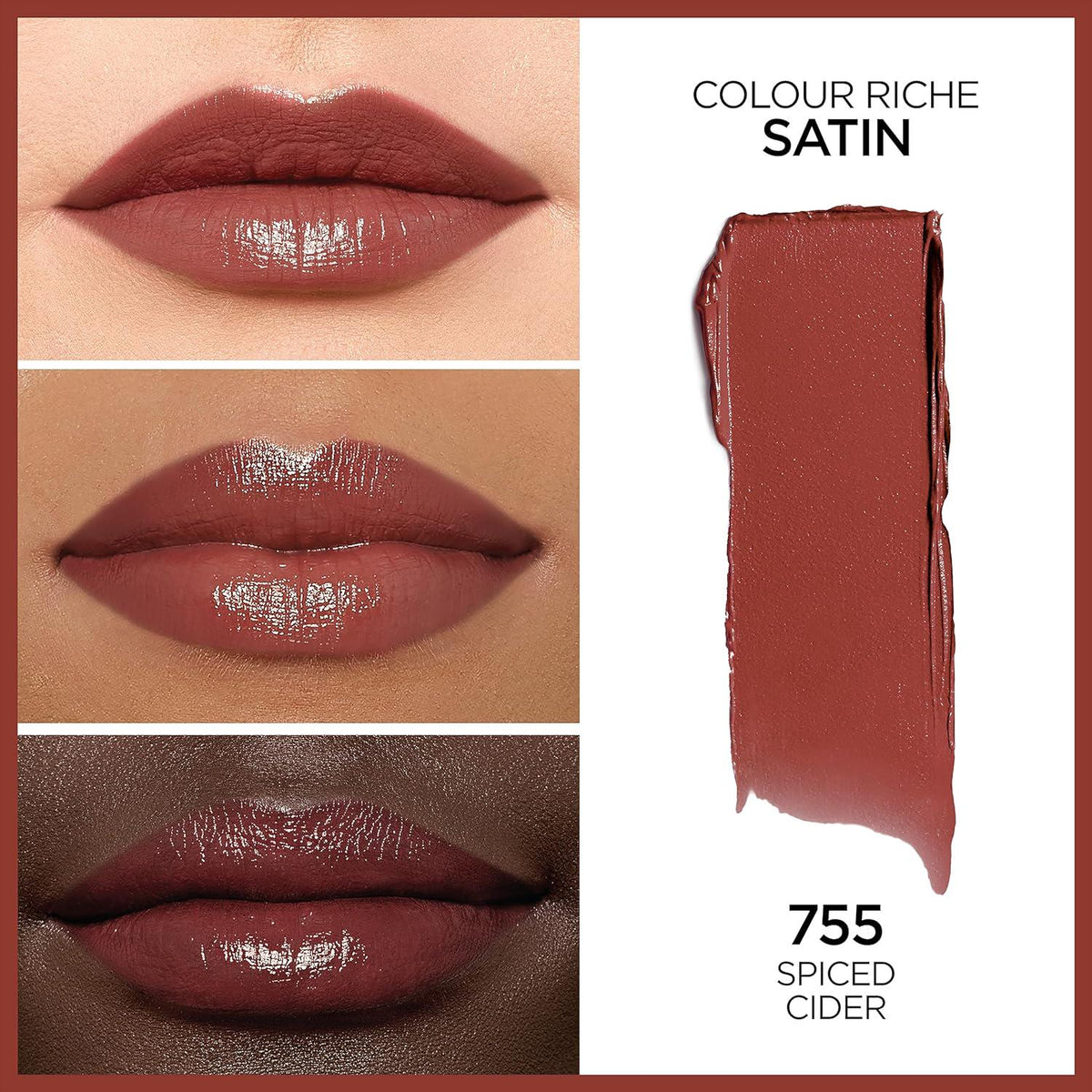 L'Oreal Paris Makeup Colour Riche Original Creamy Hydrating Satin Lipstick, 755 Spiced Cider, 1 Count,