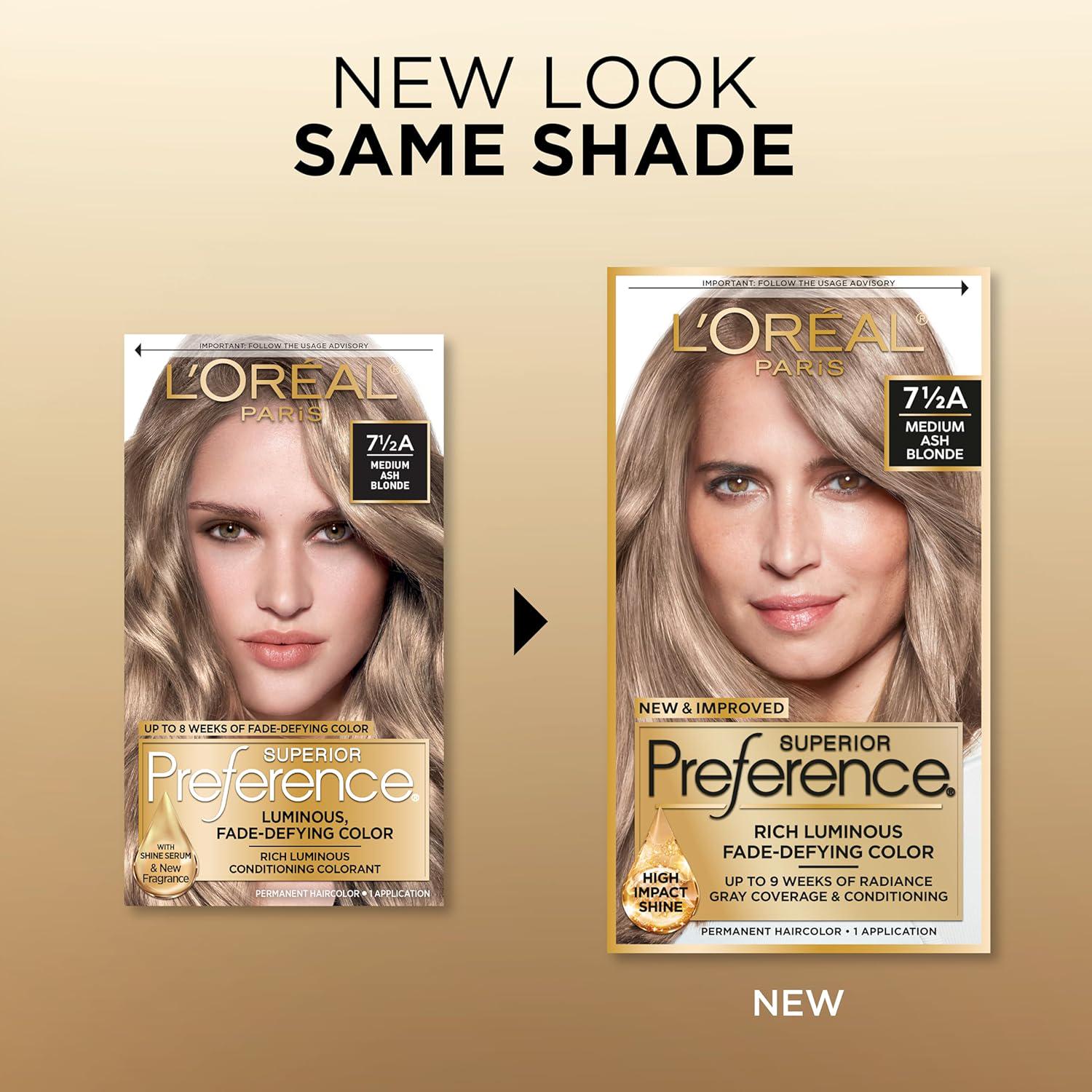 L'Oreal Paris Superior Preference Fade-Defying + Shine Permanent Hair Color, 7.5A Medium Ash Blonde, Pack Of 1, Hair Dye,