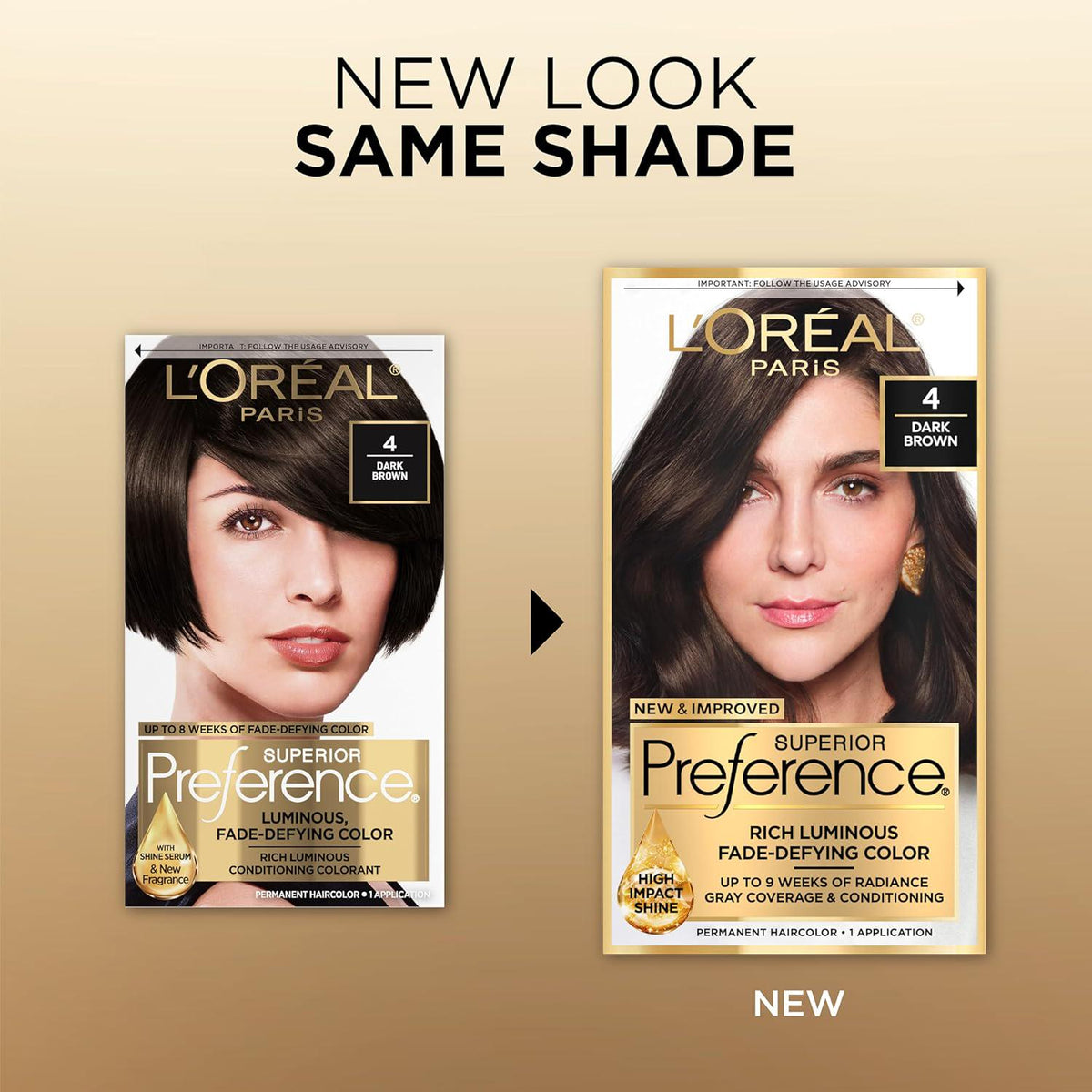 L'Oreal Paris Superior Preference Fade-Defying + Shine Permanent Hair Color, 4 Dark Brown, Pack Of 1, Hair Dye,