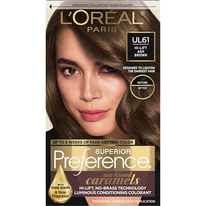 L'Oreal Paris Superior Preference Fade-Defying + Shine Permanent Hair Color, UL61 Ultra Light Ash Brown, Pack Of 1, Hair Dye,