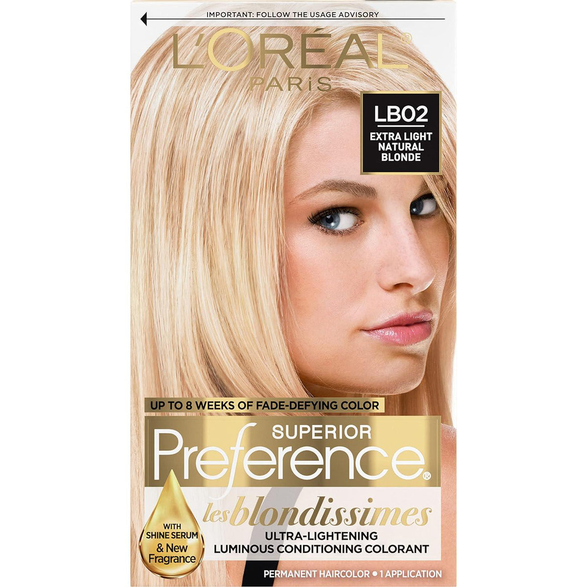 L'Oreal Paris Superior Preference Fade-Defying + Shine Permanent Hair Color, LB02 Extra Light Natural Blonde, Pack Of 1, Hair Dye,