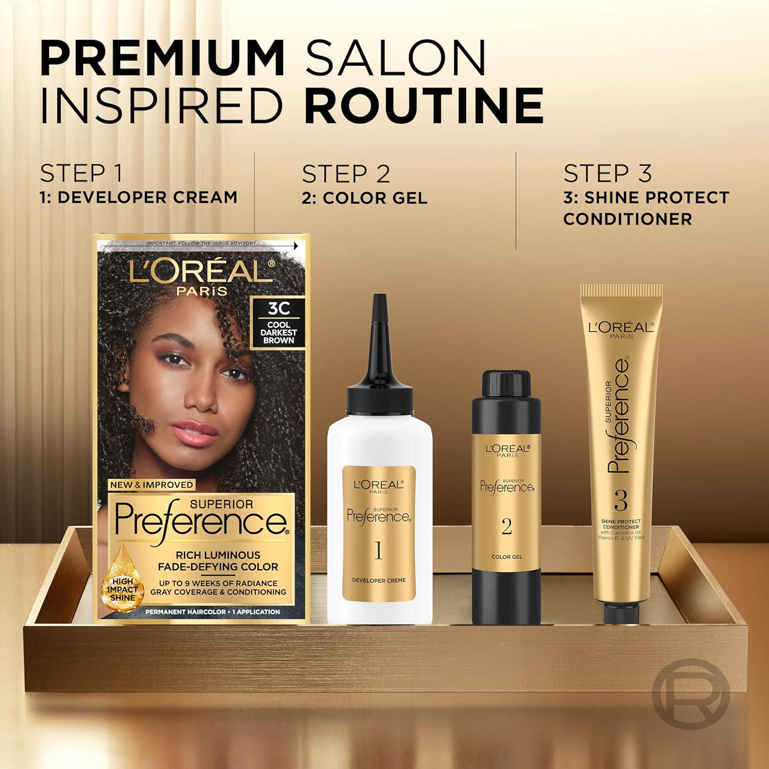 L'Oreal Paris Superior Preference Fade-Defying + Shine Permanent Hair Color, 6C Cool Light Brown, Pack Of 1, Hair Dye,