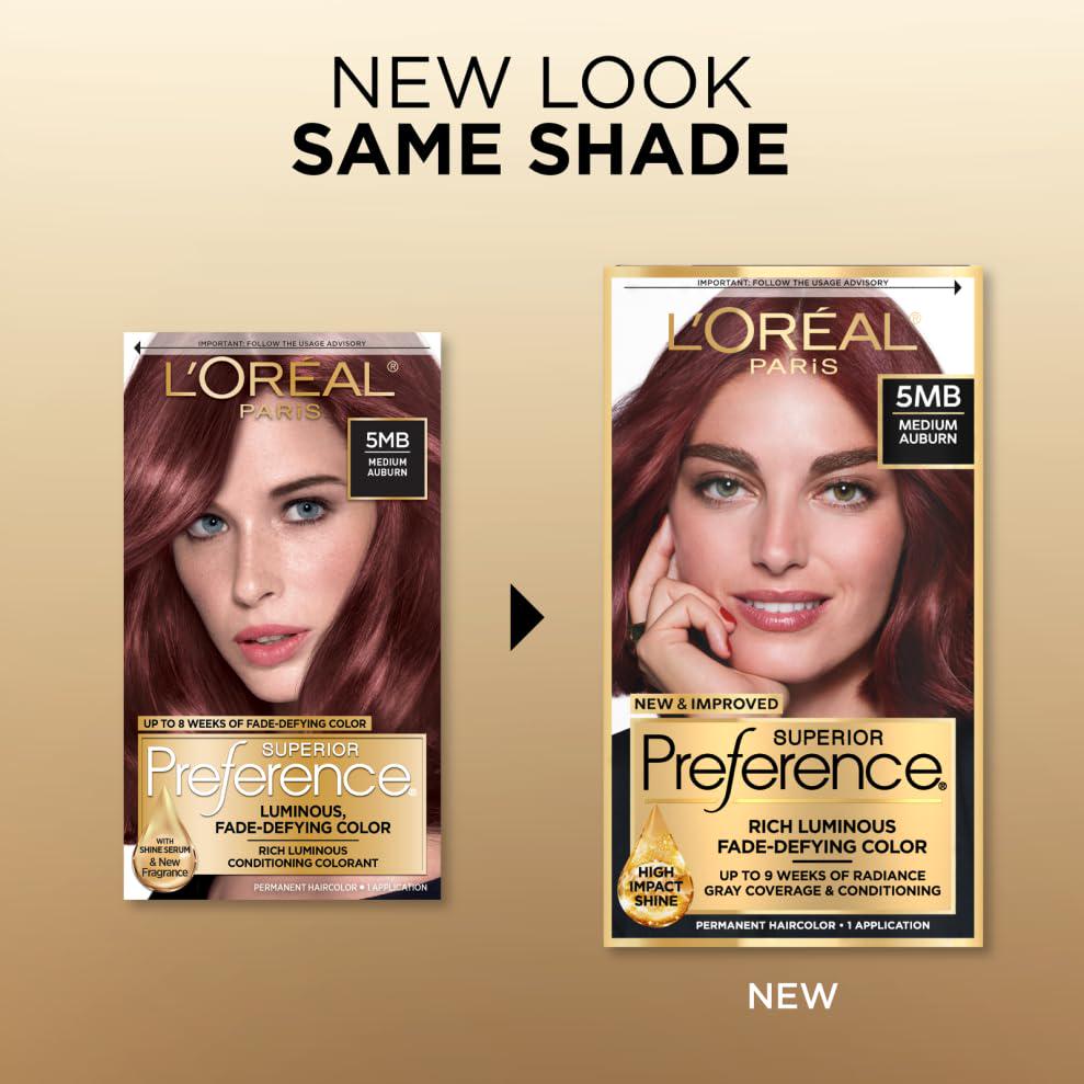 L'Oreal Paris Superior Preference Fade-Defying Color + Shine System, 5MB Medium Auburn(Packaging May Vary), Pack Of 1,,
