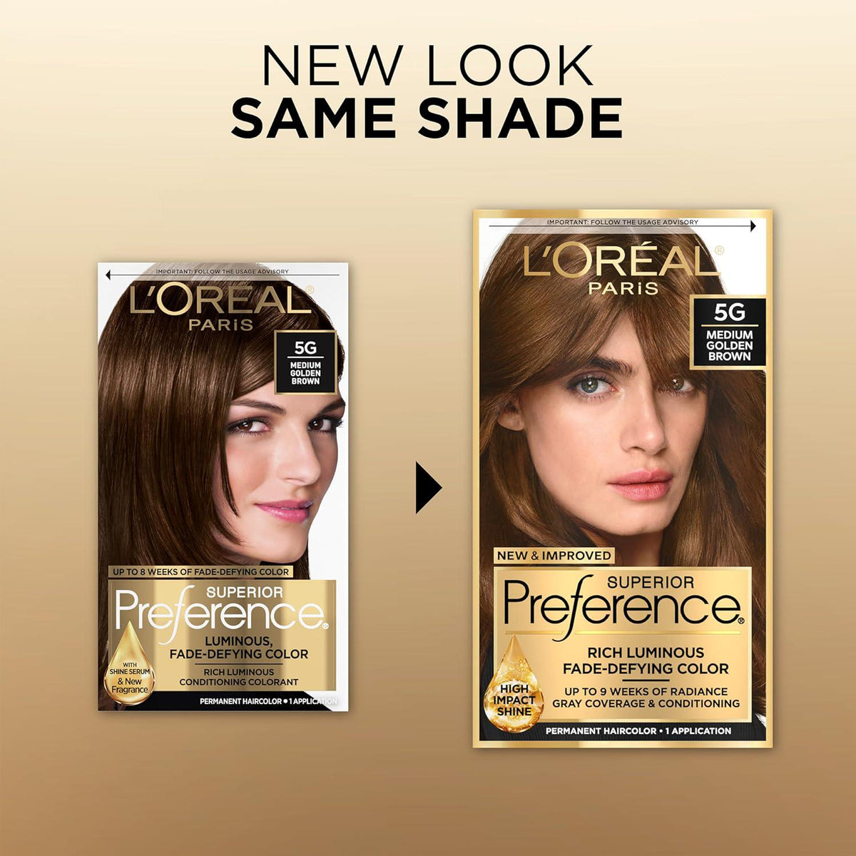 L'Oreal Paris Superior Preference Fade-Defying + Shine Permanent Hair Color, 5G Medium Golden Brown, Pack Of 1, Hair Dye,