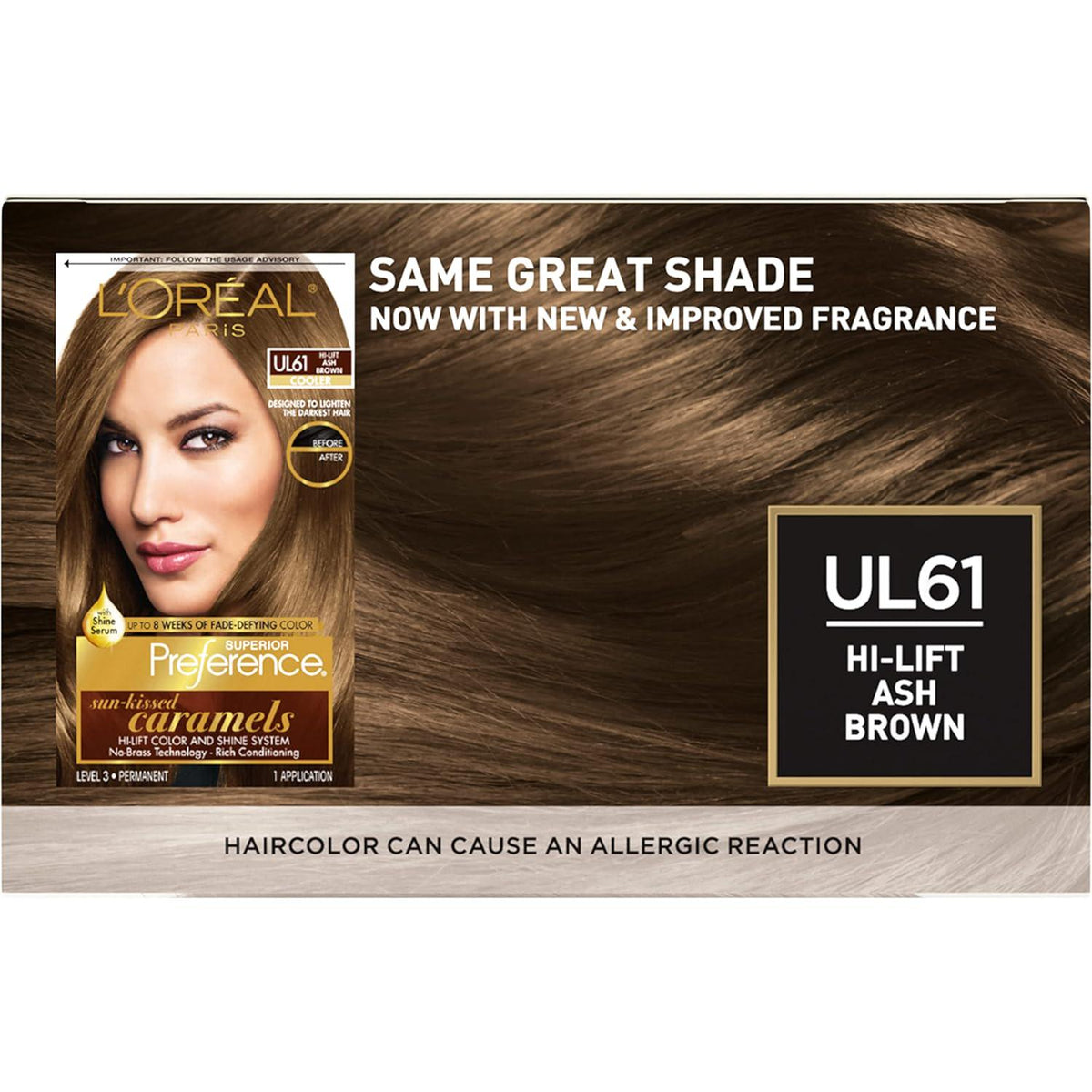 L'Oreal Paris Superior Preference Fade-Defying + Shine Permanent Hair Color, UL61 Ultra Light Ash Brown, Pack Of 1, Hair Dye,