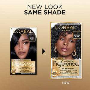 L'Oreal Paris Superior Preference Fade-Defying + Shine Permanent Hair Color, 1.0 Ultimate Black, Pack Of 1, Hair Dye,