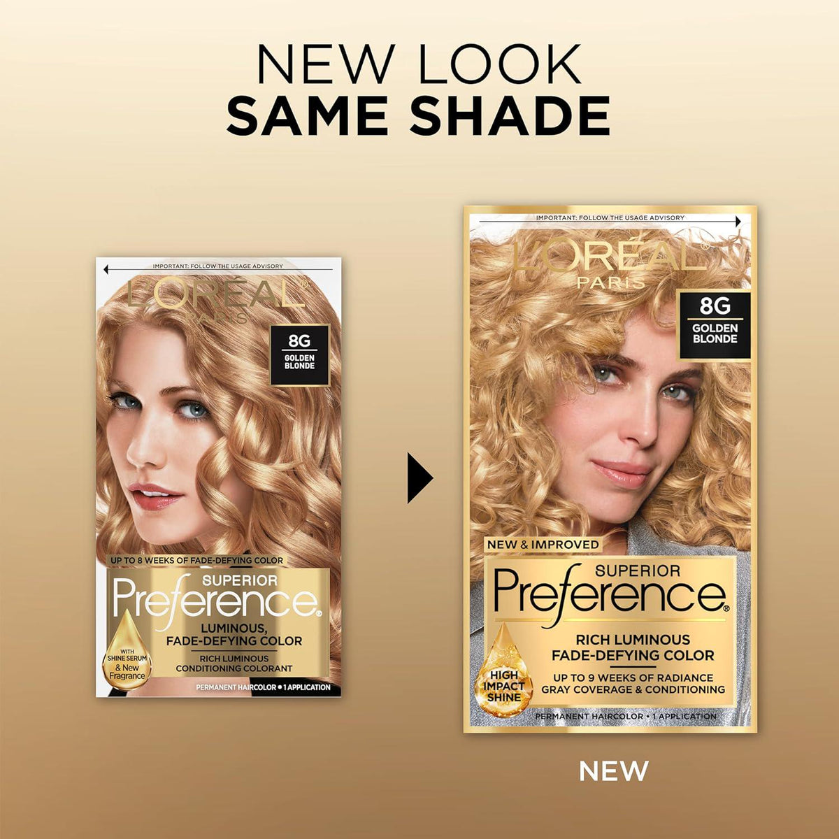 L'Oreal Paris Superior Preference Fade-Defying + Shine Permanent Hair Color, 8G Golden Blonde, Pack Of 1, Hair Dye,
