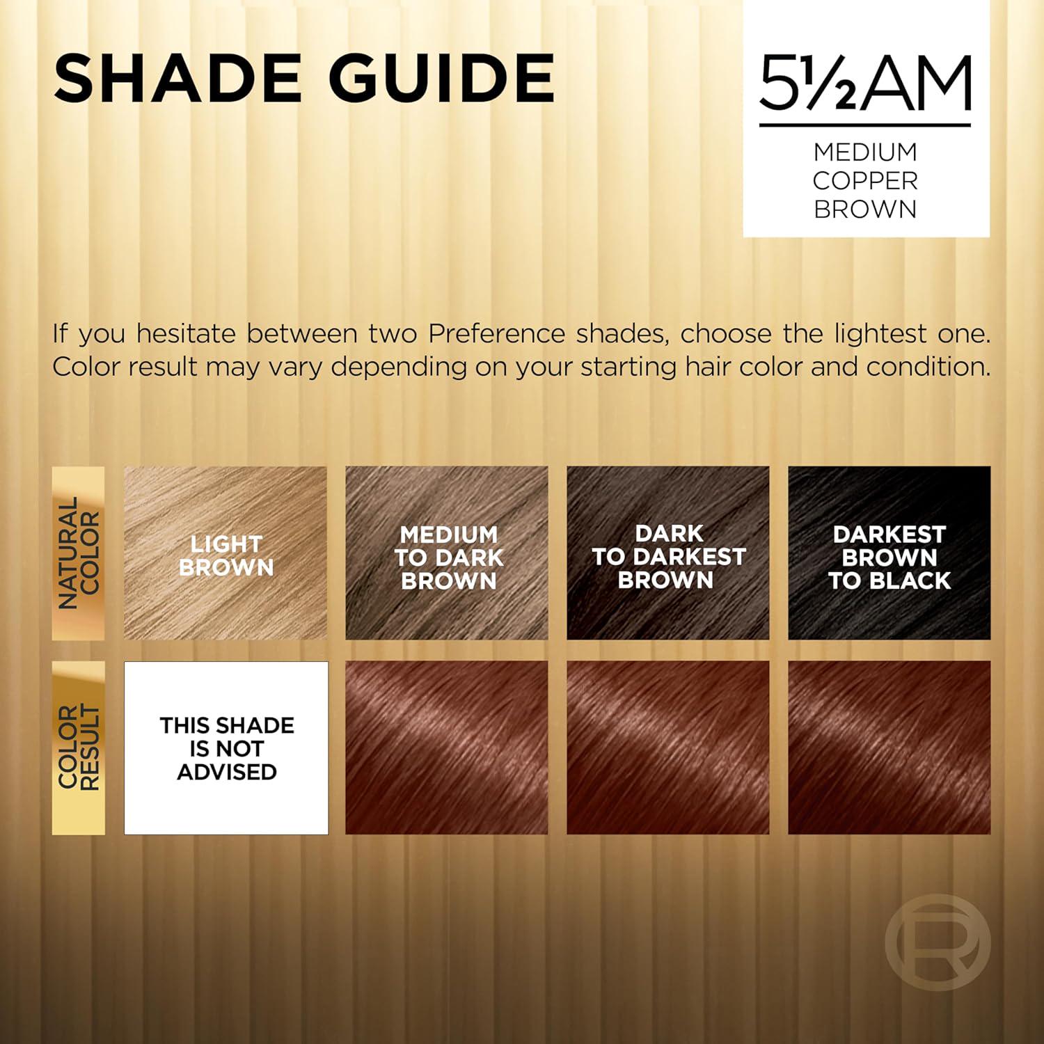 L'Oreal Paris Superior Preference Fade-Defying + Shine Permanent Hair Color, 5.5AM Medium Copper Brown, Pack Of 1, Hair Dye,