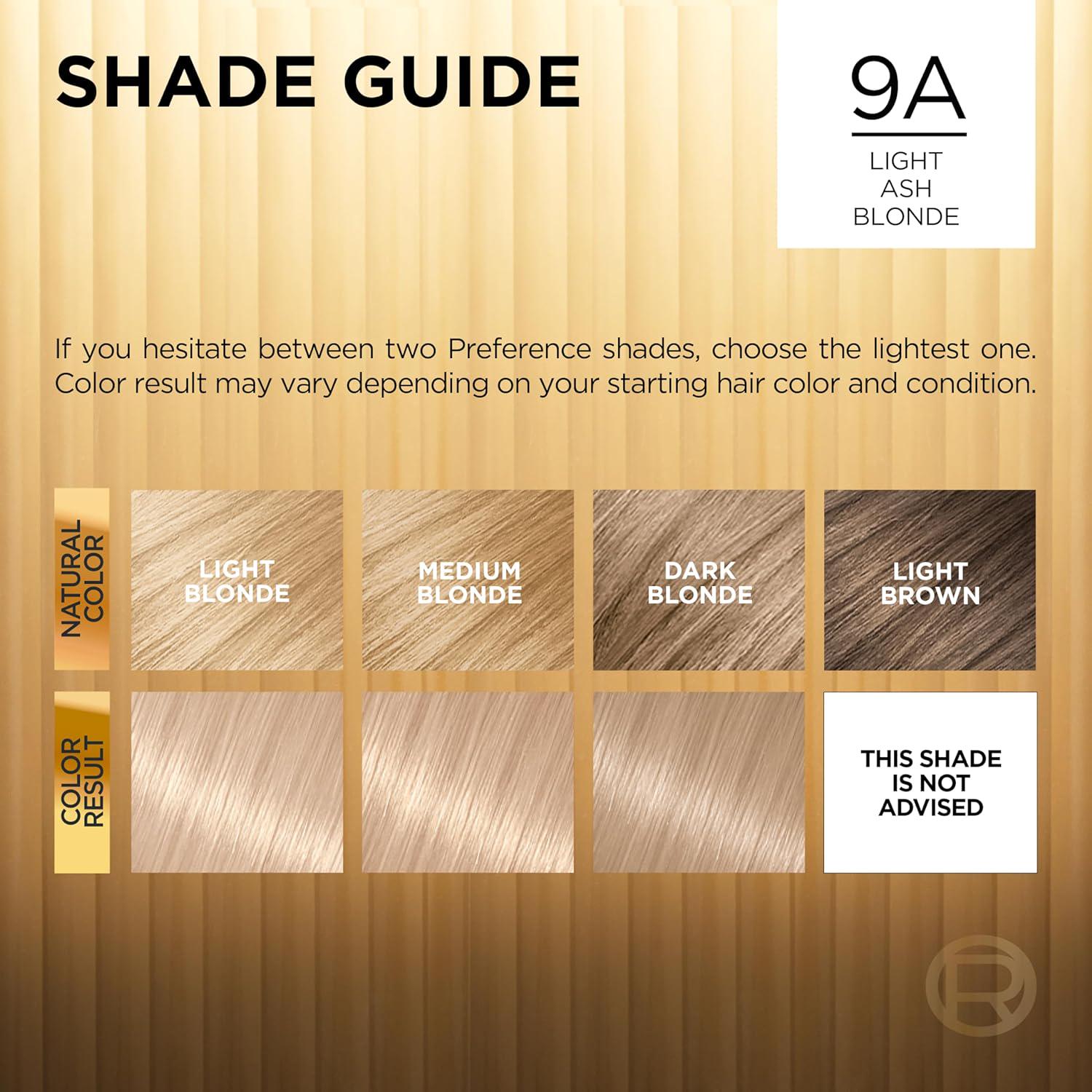 L'Oreal Paris Superior Preference Fade-Defying + Shine Permanent Hair Color, 9A Light Ash Blonde, Pack Of 1, Hair Dye,