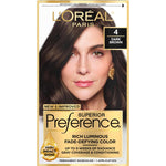 L'Oreal Paris Superior Preference Fade-Defying + Shine Permanent Hair Color, 4 Dark Brown, Pack Of 1, Hair Dye,
