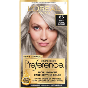L'Oreal Paris Superior Preference Luminous Fade-Defying Permanent Hair Color, Hair Dye For Up To 9 Weeks Of Radiance, Light Silver Blonde 8S, 1 Hair Dye Kit,
