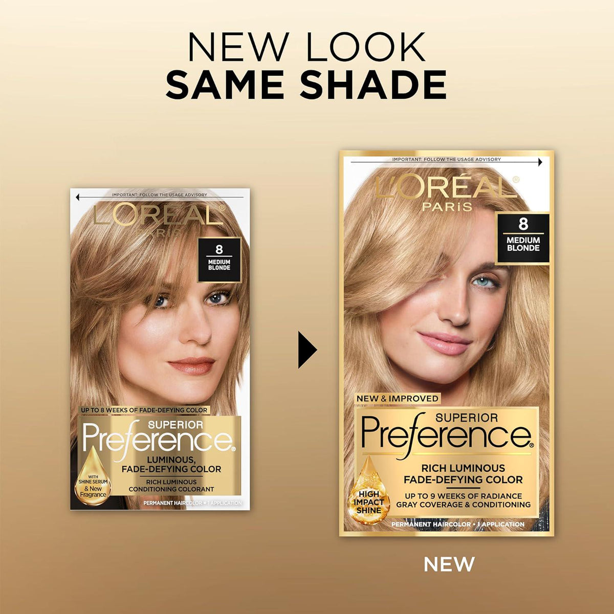 L'Oreal Paris Superior Preference Fade-Defying + Shine Permanent Hair Color, 8 Medium Blonde, Pack Of 1, Hair Dye,