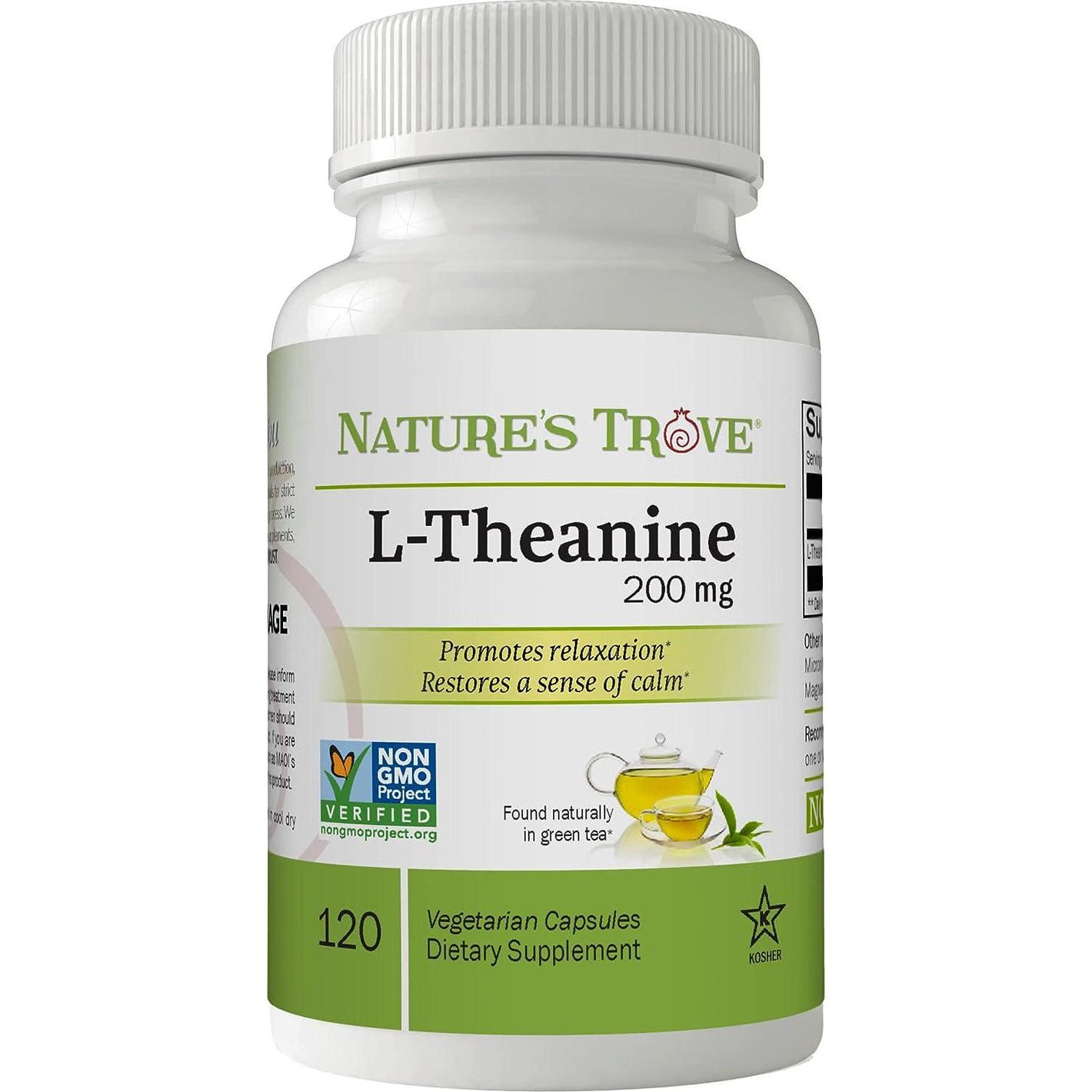 Nature's Trove L-Theanine 200mg, 120 Vegetarian Capsules, Supports Relaxation & Focus