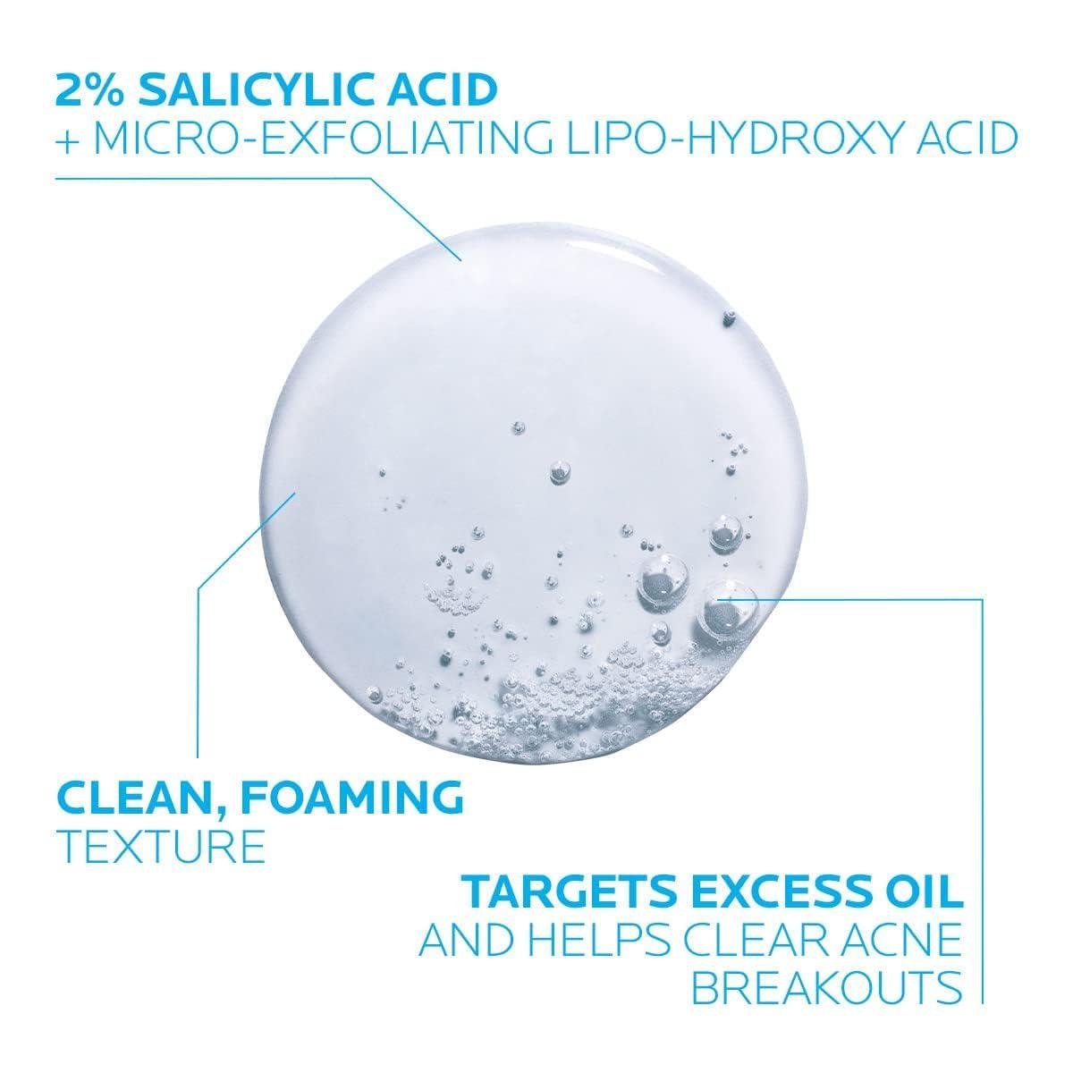 La Roche-Posay Effaclar Cleanser, 1 Pc, 2% Salicylic Acid, Foaming Face Wash, Oil-Free, Acne Treatment