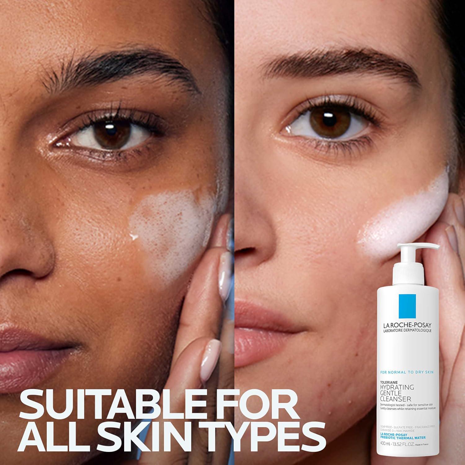 La Roche-Posay Toleriane Hydrating Gentle Face Cleanser, Hydrating Facial Cleanser With Niacinamide + Ceramides, Daily Face Wash For Dry Skin To Normal Skin, Sensitive Skin Tested, Fragrance Free,