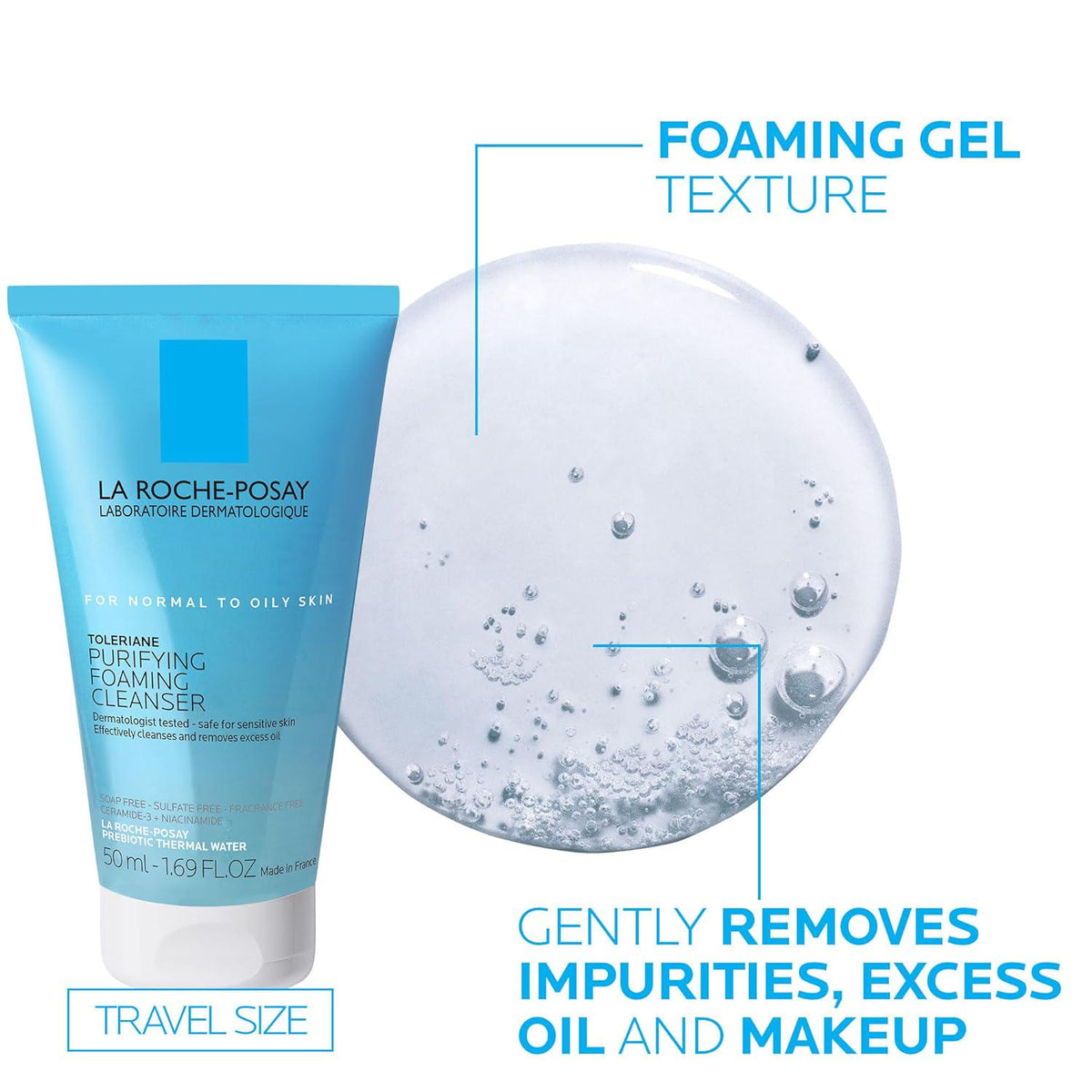 La Roche-Posay Toleraine Skin Care Set, Double Repair Face Moisturizer 100ml And Purifying Foaming Facial Cleanser 50ml, Oil Free Moisturizer And Face Wash For Oily Skin, Formulated With Niacinamide,