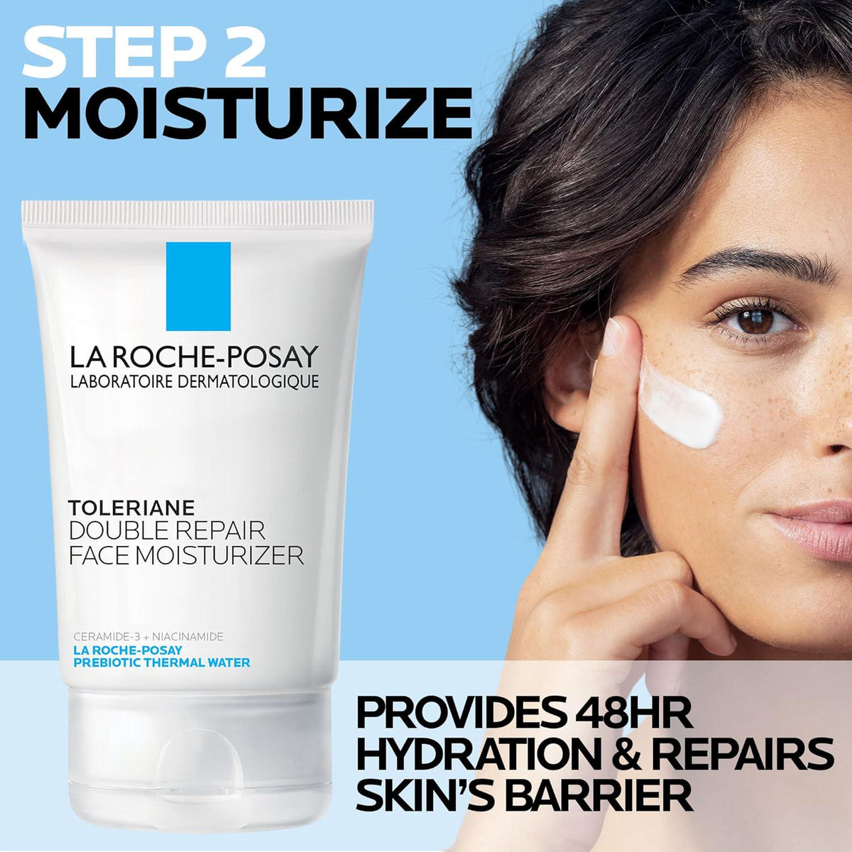 La Roche-Posay Toleraine Skin Care Set, Double Repair Face Moisturizer 100ml And Purifying Foaming Facial Cleanser 50ml, Oil Free Moisturizer And Face Wash For Oily Skin, Formulated With Niacinamide,