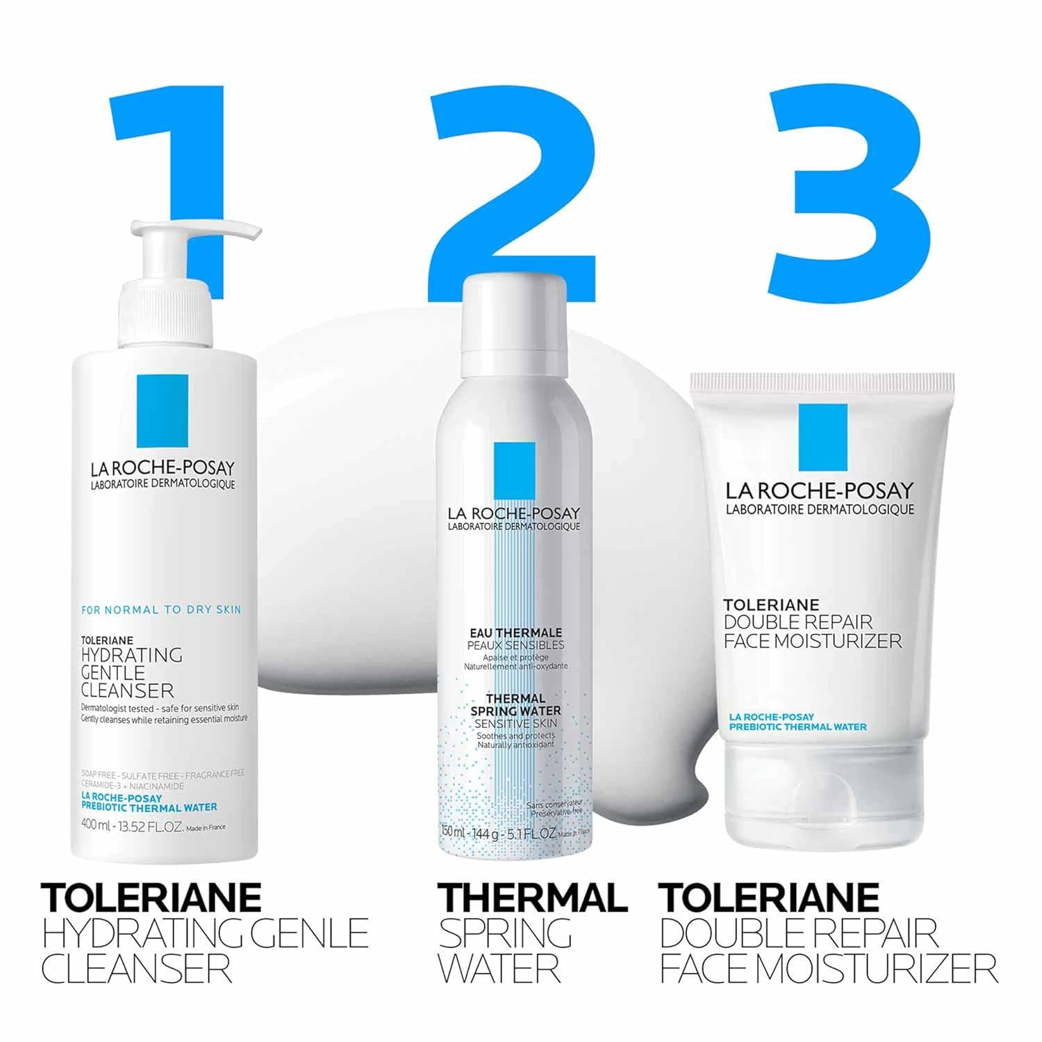 La Roche-Posay Toleriane Hydrating Gentle Face Cleanser, Hydrating Facial Cleanser With Niacinamide + Ceramides, Daily Face Wash For Dry Skin To Normal Skin, Sensitive Skin Tested, Fragrance Free,