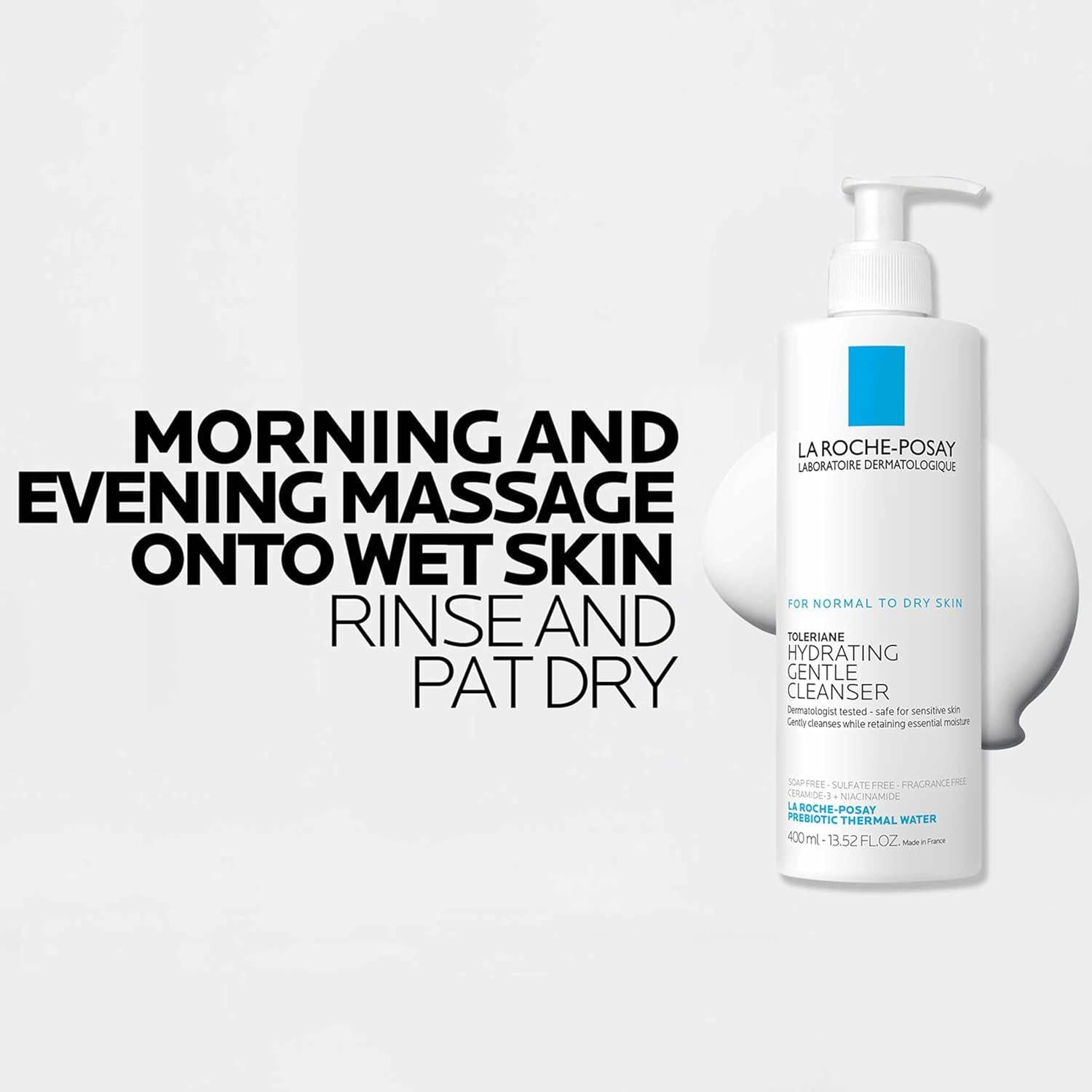 La Roche-Posay Toleriane Hydrating Gentle Face Cleanser, Hydrating Facial Cleanser With Niacinamide + Ceramides, Daily Face Wash For Dry Skin To Normal Skin, Sensitive Skin Tested, Fragrance Free,