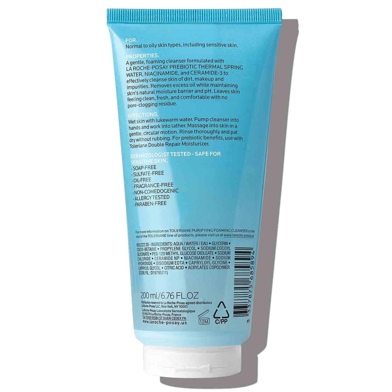 La Roche-Posay Toleriane Purifying Foaming Facial Cleanser, Oil Free Face Wash For Oily Skin And For Sensitive Skin With Niacinamide, Pore Cleanser Won T Dry Out Skin, Unscented,