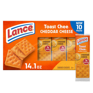Lance ToastChee Sandwich Crackers, Cheddar, 10 Individually Wrapped Packs, 6 Sandwiches Each