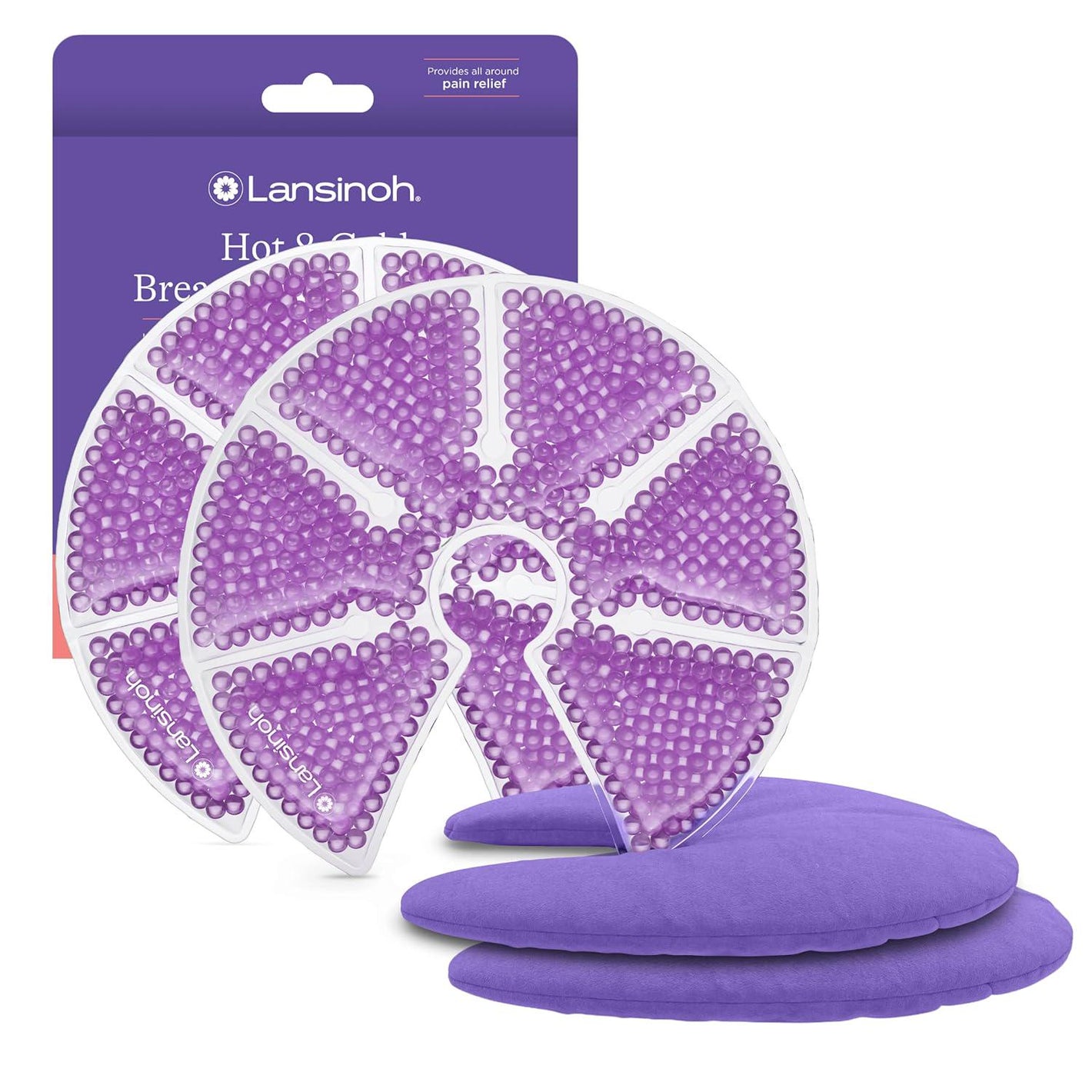 Lansinoh Breast Therapy Packs With Soft Covers, Hot And Cold Breast Pads, Postpartum Relief, Breastfeeding Essentials For Moms, 2 Pack,