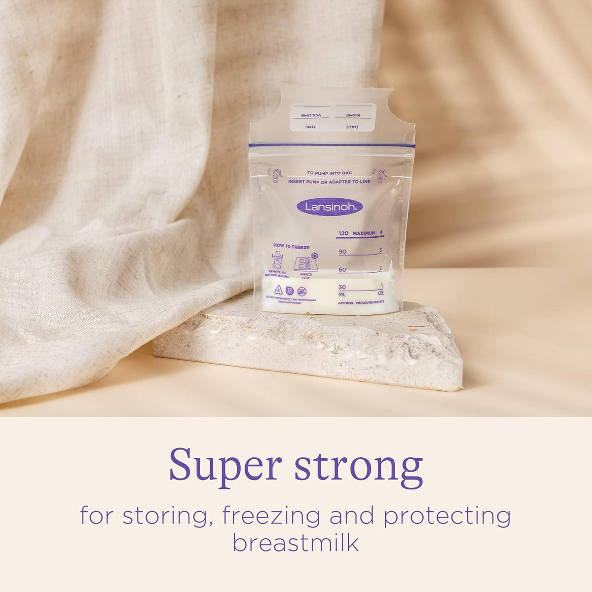 Lansinoh Breastmilk Storage Bags, 50 Count, Baby Essentials, Fast Freeze And Thaw Breast Milk Bags For Baby Bottle Feeding, Superior Strength And Stretch, 4 Ounce,044677204491