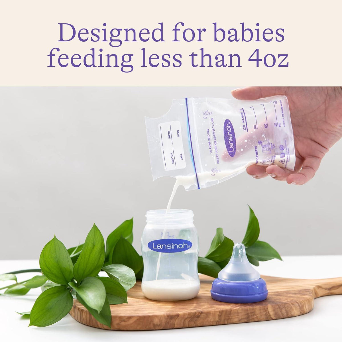 Lansinoh Breastmilk Storage Bags, 50 Count, Baby Essentials, Fast Freeze And Thaw Breast Milk Bags For Baby Bottle Feeding, Superior Strength And Stretch, 4 Ounce,044677204491