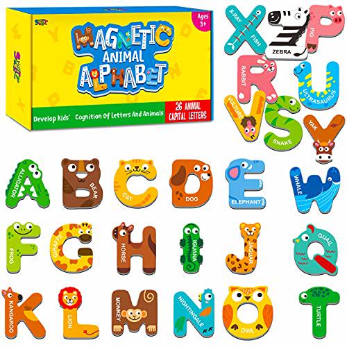 Magnetic Letters Animal Alphabet Uppercase ABC Magnets Educational Toy Set for Kids Ages 3 to 5