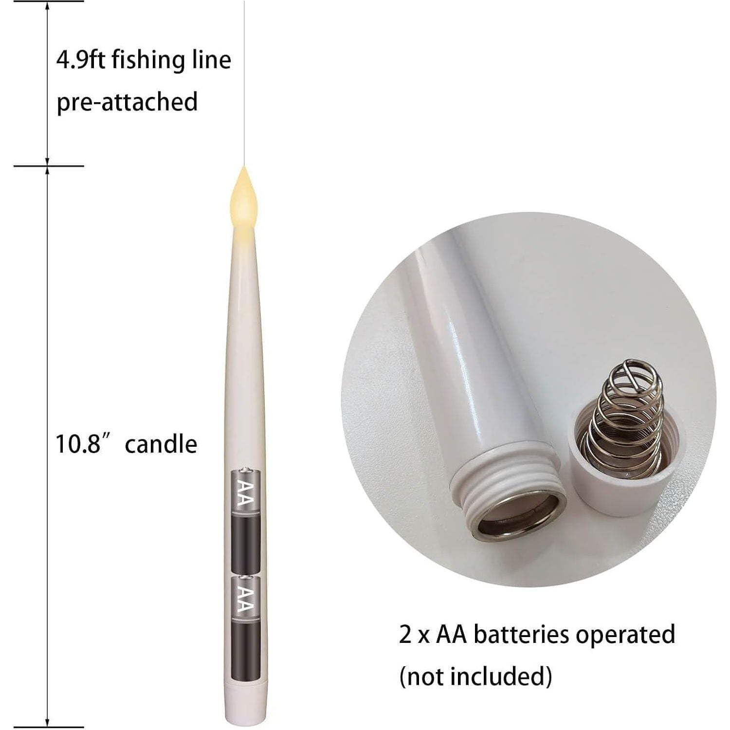 Leejec 10pcs Flameless Taper Floating Candles With Magic Wand Remote, Halloween Decorations, Indoor Christmas Home Decor, Flickering Warm Light, Battery Operated 10.8 LED Electric Window Candle,