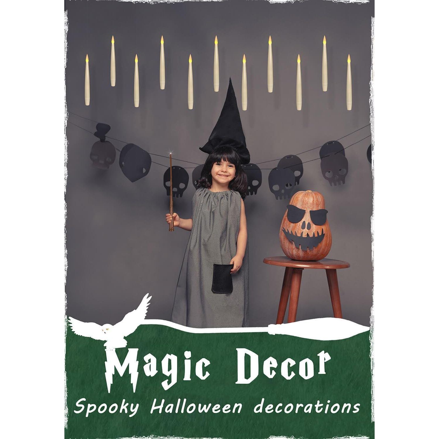 Leejec Floating Candles With Magic Wand Remote(6/18H Timer), 12pcs 6.1 Hanging Flameless Taper Candles, Battery Operated Flickering Warm Light, Halloween Christmas Wedding Party Decor And Gift(Ivory),